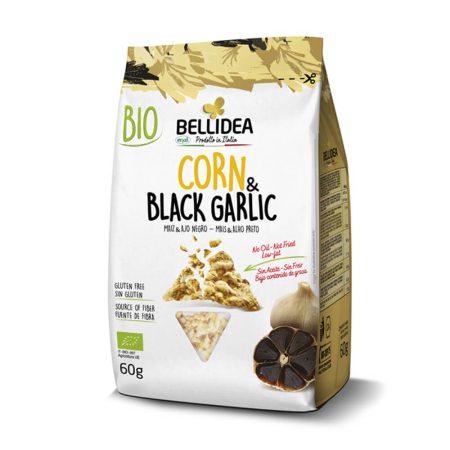 Corn snacks with black garlic