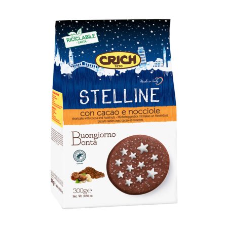 Stelline biscuits with cocoa and hazelnuts