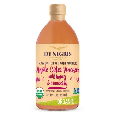 Organic unfiltered Apple Cider Vinegar with Honey and Cranberry